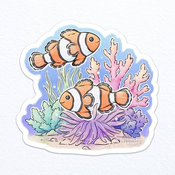 3 for $15 - Clown Fish and Reef‎ Sticker - Waterproof Vinyl - Picture 1 of 2